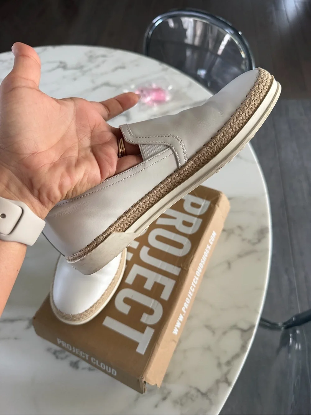 Tod's White Leather Slip-On Espadrille Mule